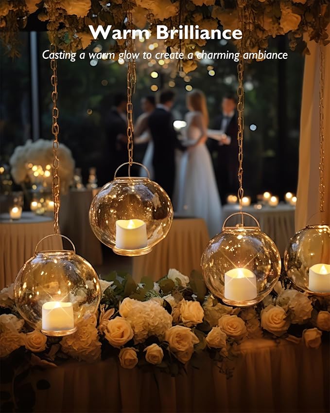 Homemory 72-Pack Novelty Flickering Flameless Tea Lights, 200+Hours Battery Operated, Fake Electric LED Votive Candles for Small Wedding Table Centerpieces, Proposals, Anniversaries