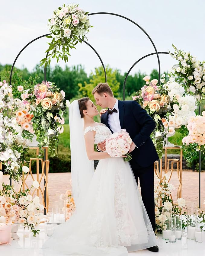 Wedding Arch, Metal Arch Backdrop Stand, Balloon Arch Stand Wedding Frame for Ceremony Decoration (Black, 7.2FT, 6.6FT, 6FT Arch Backdrop)