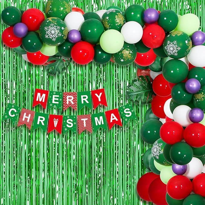 40 Pack Green Foil Curtain Backdrop Metallic Tinsel Foil Fringe Curtains Photo Booth Props for Birthday Party Decoration Christmas Holiday Halloween New Year Party Supply, Green
