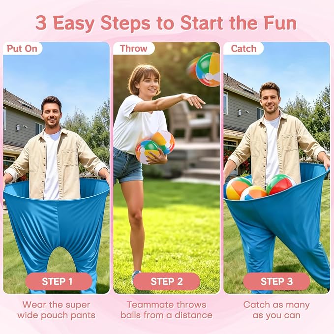 26Pcs Granny Pants Yard Game Sets - Granny Pants Outdoor Group Games with Bouncy Balls,Pumps for Kids Adults Family Yard Easter Carnival Party Camping Gatherings，33.9 x 31.9inch