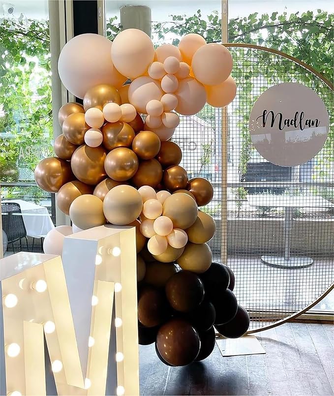 Light Pink Balloons Garland Arch Kit Double Stuffed Matte Pastel Pink Brown Cream Peach Latex Balloon Different Sizes 18 12 10 5In Coffee Ballon for Baby Shower Gender Reveal Birthday Party Decoration