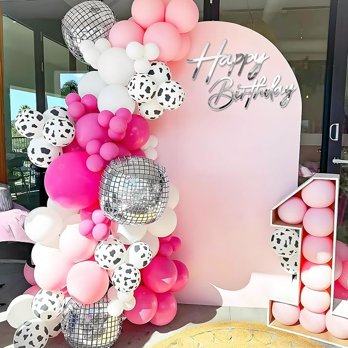 Happy Birthday Sign for Backdrop - Large Acrylic 'Happy Birthday' Mirror Sticker Sign for Birthday Balloon Arch Backdrop Party Wall Decor - Silver