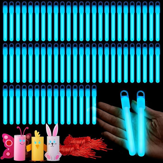 Lewtemi 100 Pack 4 Inch Glow Blue Sticks Bulk, Glow in the Dark Party Supplies Birthday and Holidays