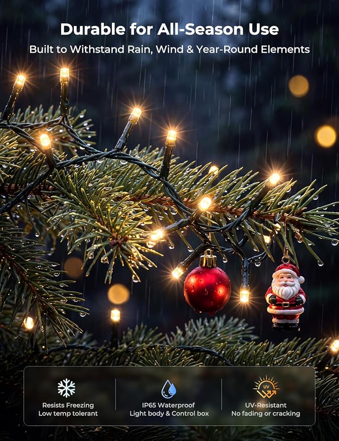 Minetom LED Color Changing Smart RGB Christmas Tree Lights, 66ft 200LED String Lights, 16 Milion Adjustable Colors Fairy Lights with Remote & Timer & Memory Function for Xmas Tree Holiday Party