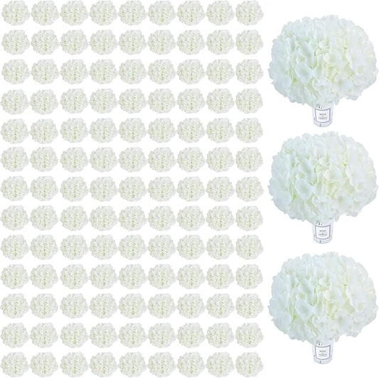 AVIVIHO 105pcs Fake Flowers White Hydrangea Artificial Flowers Bulk (Not Squished, No Steaming Need) Ivory Silk Flowers with Stems for Wedding Decor,Home,Baby Shower,Table Centerpieces Decoration