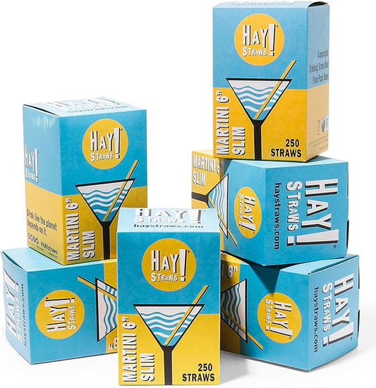 Hay Straws 6 inch Compostable Drinking Straw Eco Friendly, 250 Count Biodegradable Straw, Disposable for Lowball Drinks, Cocktails, Sturdy Plant-Stem Straws, No Paper, Plastic-Free (5–6.5mm)