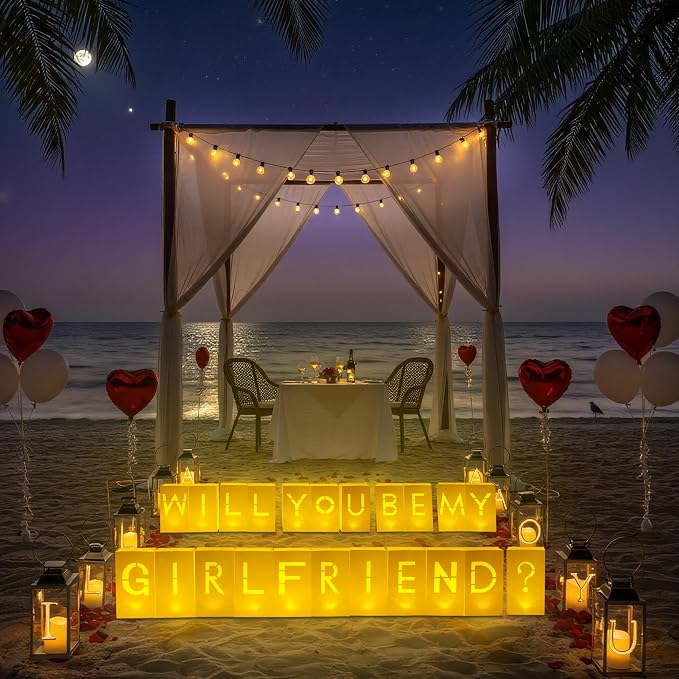 Will You Be My Girlfriend Light up Letters - Luminary Paper Bag for Proposal Decoration Romantic Special Night Decor