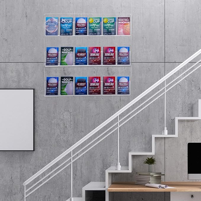 Eersida 2 Pack Acrylic Brochure Pamphlet Holder Wall Mount Clear Brochure Display Holder Plastic Trifold Flyer Rack Literature Storage Rack for Offices Waiting Room (18 Pockets, 25 x 22 Inch)