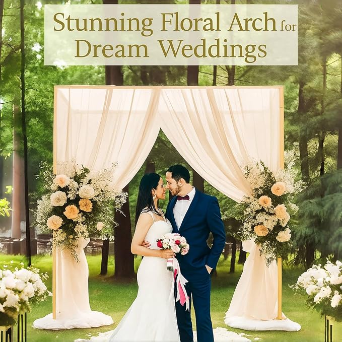 GIB 6.5FT Heavy Duty Backdrop Stand with Base, Gold Metal Square Wedding Arch Balloon Frame Background Decor for Shower Birthday Parties Anniversary Ceremony Decoration