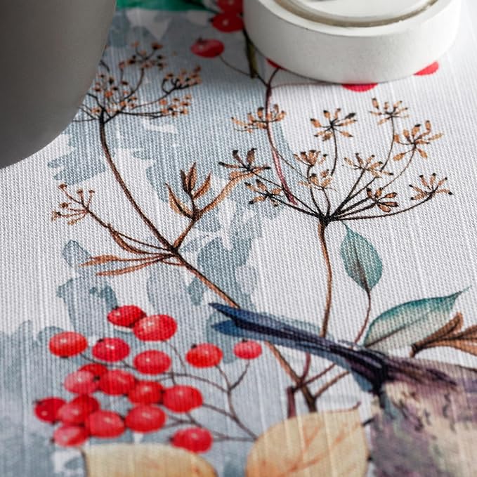 Maison d' Hermine Table Cloth Square Table 100% Cotton 54 x 54 Inches Fall Tablecloth Reusable Everyday Use for Thanksgiving Christmas Decorations Dining Farmhouse Party (Morzine)