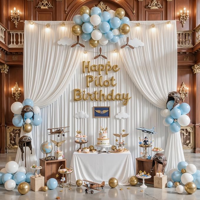 30x15ft White Backdrop Curtains for Parties Wrinkle Free Fabric Backdrop Curtain Wedding Photo Drapes Backdrop for Birthday Party Baby Shower Bridal Shower Photography Stage Back Drop 6 Panels 5x15FT