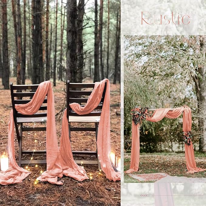 10 Pack Coral Table Runner 10Ft Cheesecloth Table Runner Boho Gauze Cheese Cloth Table Runners Romantic Long Sheer Fabric Table Runners for Wedding Party Bridal Shower