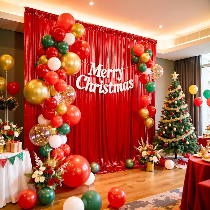 30x10 ft Wrinkle Free Red Sequin Backdrop Curtain for Parties,Thick Not Fall-Off Glitter Backdrop Drapes,6 Panels 5x10ft Shimmer Photo Back Drop Cloth for Wedding Birthday Photography Background