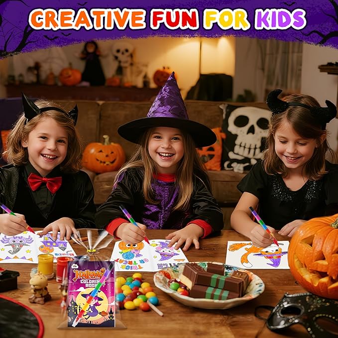 ZMLM 24 Pack Halloween Coloring Books for Kids with Crayons,Party Favors for Kids 4-8, Goodie Bags Stuffers for Toddlers, Classroom Prizes Birthday Return Gifts (Halloween)