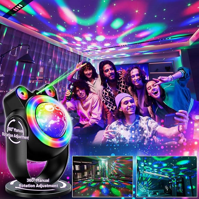 Party Lights Disco Ball Light, Dj Disco Lights Sound Activated Led Star Projector Galaxy Light for Parties Stage Strobe Club Bar Room Dance Wedding Birthday Karaoke Xmas Halloween Christmas Home Décor