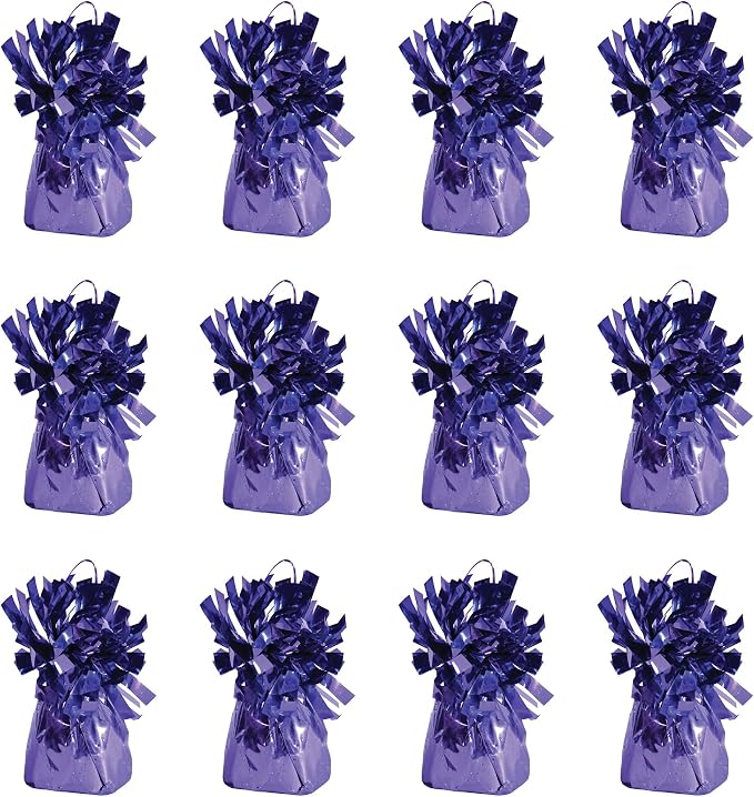 Beistle Metallic Wrapped Balloon Weight – 12 Pack, Lavender Purple Balloon Centerpiece Bouquet Holders, Party Decoration Accessories for Weddings, Baby Showers, Easter, and Spring Celebrations, 6 Oz