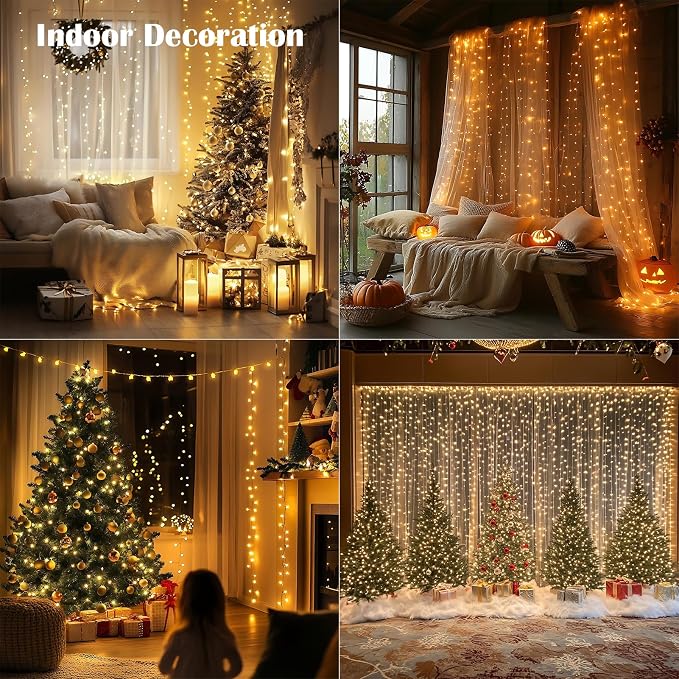 Fairy Lights Plug in,400FT 1200LEDs Waterproof Led String Lights,8 Modes Remote Twinkle Light for Outdoor Indoor Christmas Wedding Birthday Garden Party Decorations,Silver Wire,Warm White