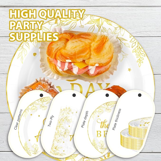 168 Pcs One Day Away Rehearsal Dinner Decorations The Night Before Wedding Plates Napkins Cups Forks Knives Spoons White Gold Diamond Ring Tableware Set for Wedding Rehearsal Party Supplies Serves 24