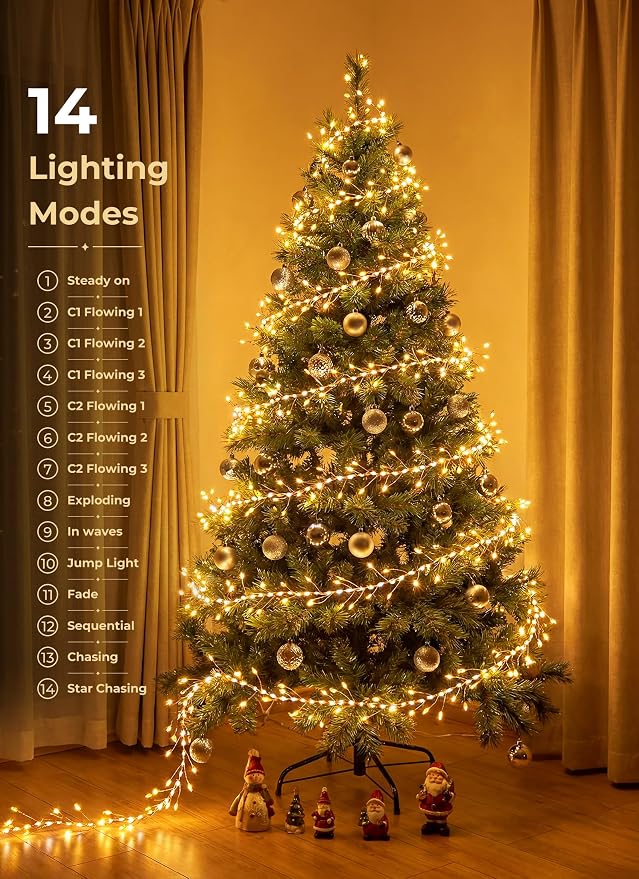 Fairy Lights Plug in for Bedroom Classroom | 10FT 388-LED Classroom Lights Flowing with 14 Modes,Twinkle Lights,Christmas Lights Indoor Outdoor