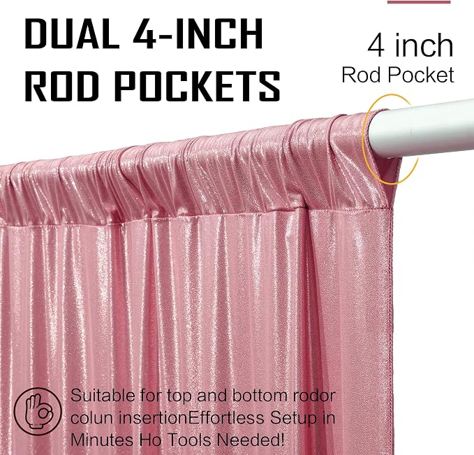 gogoparti 30x20FT Rose Gold Shimmer Backdrop Curtains for Weddings Parties - 6 Panels of Extra Long 5x20FT Drapes, Includes Dual Pole Pockets, Wrinkle-Free Fabric for Party, Tent Decoration