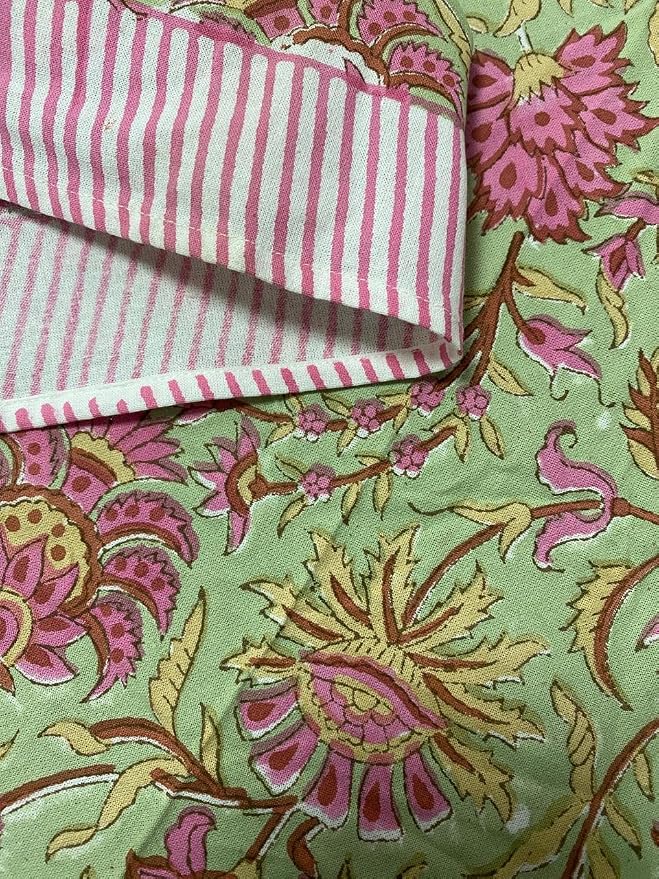 Ridhi Round Tablecloth Hand Block Print 100% Cotton Reusable Pistachio Green 60 Inch Table Cover Decorative Everyday Use for Dining, Home, Party, Wedding, Farmhouse Gift for Spring, Mother's Day