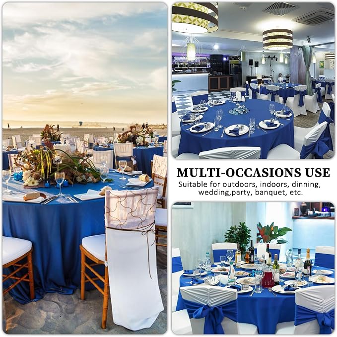 8 Pack Royal Blue Round Tablecloth 120 Inch Wrinkle Resistant Blue Table Cloth Reusable and Washable Polyester Fabric for Buffet Wedding Party and Banquet
