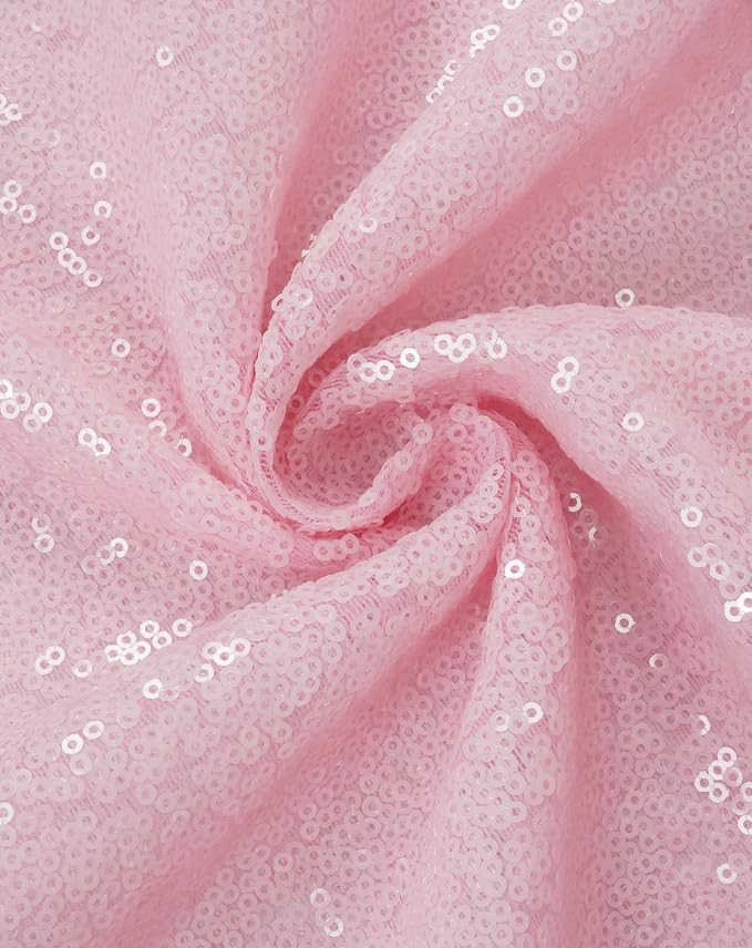 Eternal Beauty Pink Tablecloth, 120 Inch Round Sequin Tablecloth for Mother's Day Party Cake Dessert Table Exhibition Events