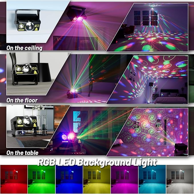 Party Lights Dj Disco Light Disco Ball Light LED Stage Strobe Lights Projector Sound Activated with Remote Control for Parties Club Bar Holiday Christmas Dance Gift Birthday Xmas Wedding Home Décor
