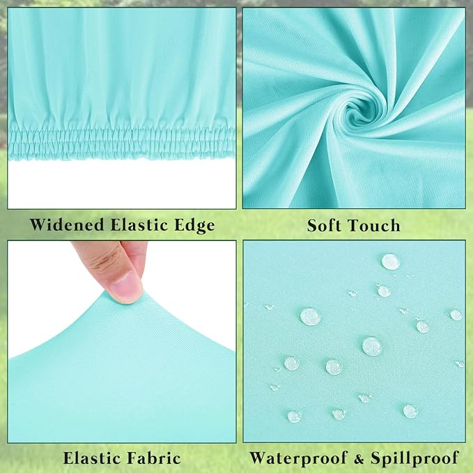 Picnic Table Cover 10 Pack Elastic Fitted Tablecloths for 6 Foot Rectangle Tables Waterproof Stretch Washable Patio Folding Outdoor Spandex Table Cloth Camping Banquet Parties (Aqua Blue,30" x 72")
