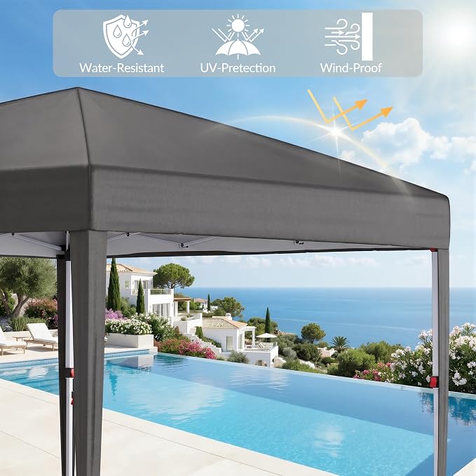10x10 Pop Up Canopy with Sidewalls, Instant Tent with Carry Bag, Height Adjustable Waterproof Shade Canopy, for Event, Parties, Camping (Grey, 10x10 with Sidewalls)