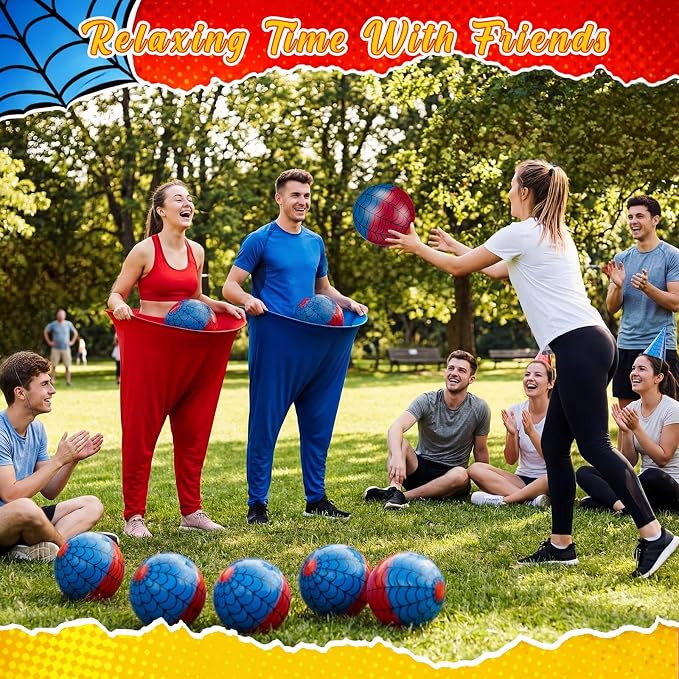 26 Pcs Granny Pants Outdoor Game Set, 4 Giant Pants with 20 Bouncy Balls & 2 Pumps Yard Funny Toss Relay Backyard Game for Adults Family Beach Party Favor