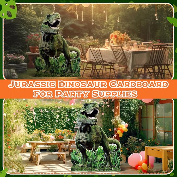 Cinnvoice 4.59 ft Dinosaur Cardboard Cutout Jurassic Large Standup Cutout Party Decoration Dinosaur Photo Backdrop Prop for Animals Jurassic Theme Birthday Party Supplies