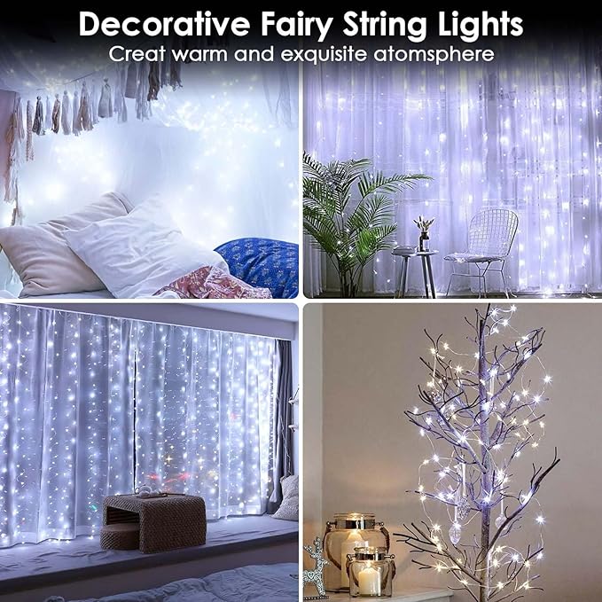 8-Pack Fairy Lights Battery Operated with Timer, 16 FT 50 LED String Lights Outdoor Indoor, Battery Twinkle Lights Waterproof for Christmas Bedroom Centerpiece Décor (Cool White)