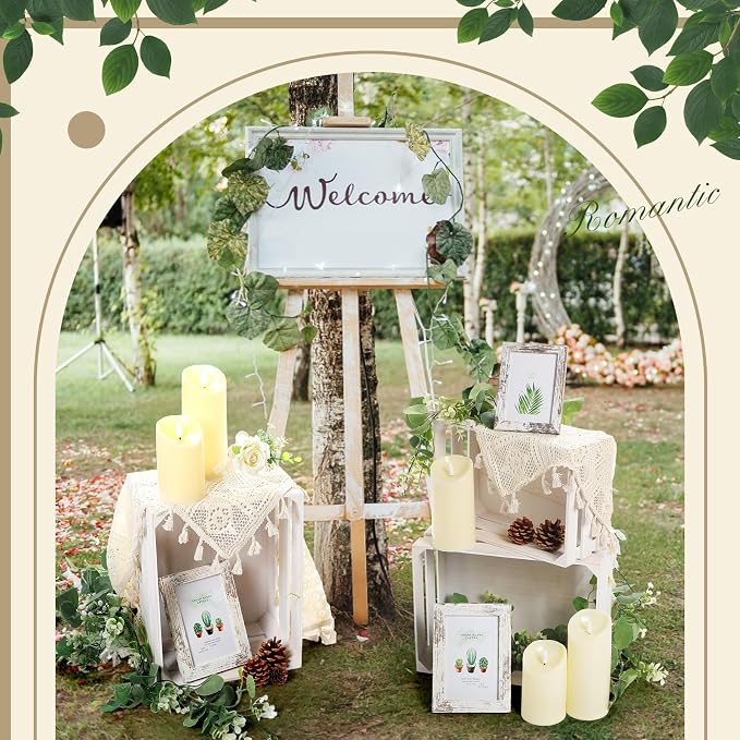 Yuntau 11 Pcs Rustic Nesting Wedding Decoration Farmhouse Wood Crates for Display Decorative Storage Baskets for Bridal Shower Birthday Party Centerpiece(White)