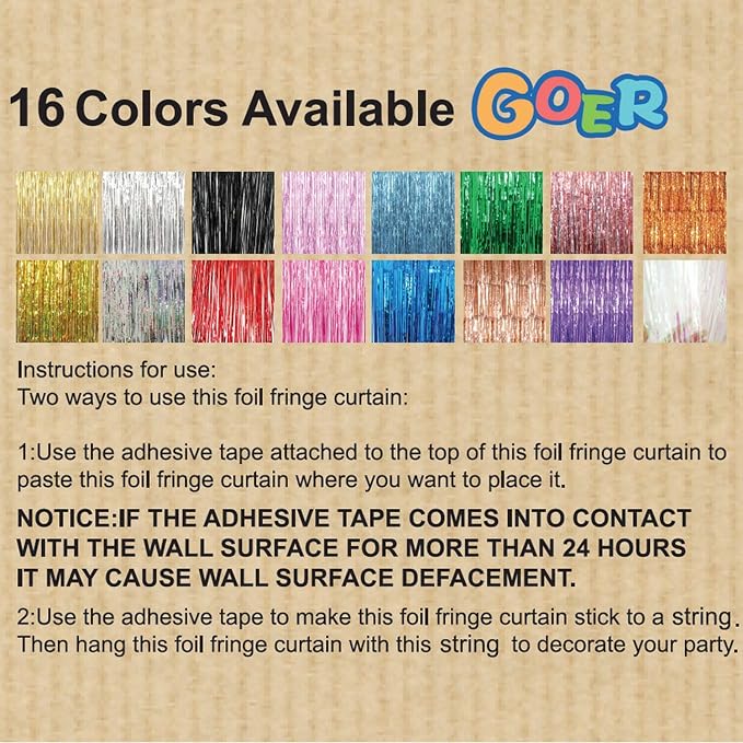 GOER Metallic Tinsel Foil Fringe Curtains Party Photo Backdrop Party Streamers for Birthday,Graduation,New Year Eve Decorations Wedding Decor (Champagne Gold,5 Packs)
