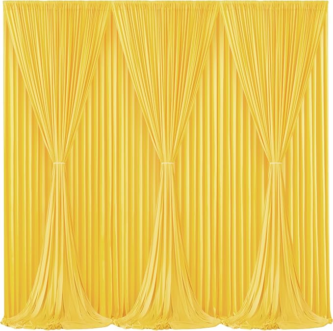 Yellow Backdrop Curtains-Wrinkle-Free Polyester Photography Drapes Party Curtain Background for Baby Shower Wedding Decorations- 24 X10FT (Yellow)