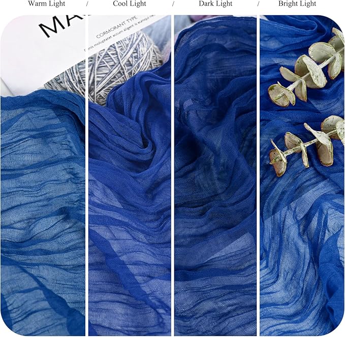 8 Pack Royal Blue Cheesecloth Table Runner 10FT Boho Gauze Cheese Cloth Table Runner Rustic Sheer Fabric Table Runners for Wedding Bridal Shower Baby Shower Party(21.5×120 Inch)
