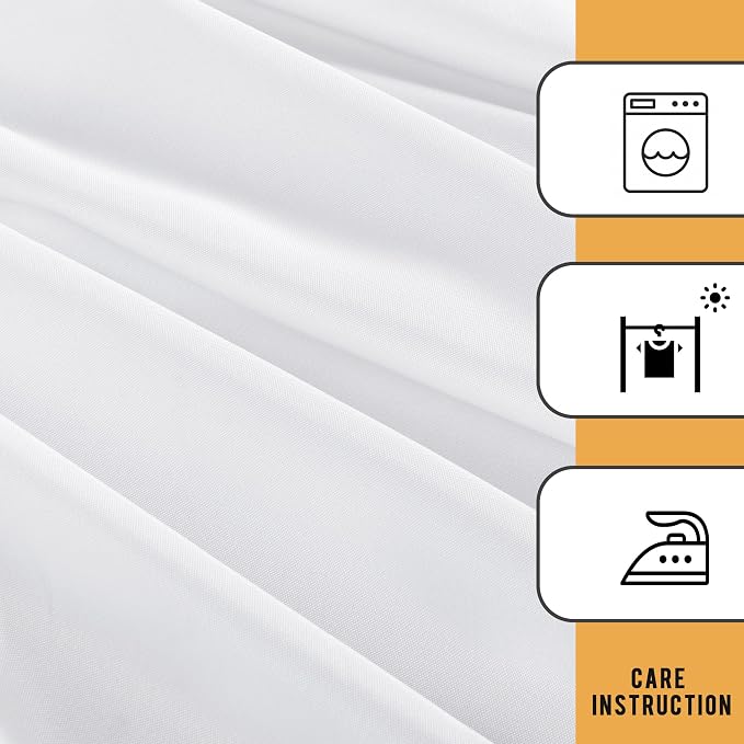 Obstal 2 Pack Table Clothes for 8 Foot Rectangle Tables - Water Resistant Washable Fabric Polyester Rectangle Table Cover Protector for Wedding, Banquet and Trade Shows, 96L x 30W Inches, White
