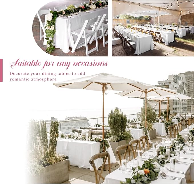 Showgeous 4 Pack White Rectangle Tablecloth, 90 x 132 Inch, Wrinkle Resistant, Machine Washable Polyester, Perfect for 8ft Table, Wedding, Dining, Parties