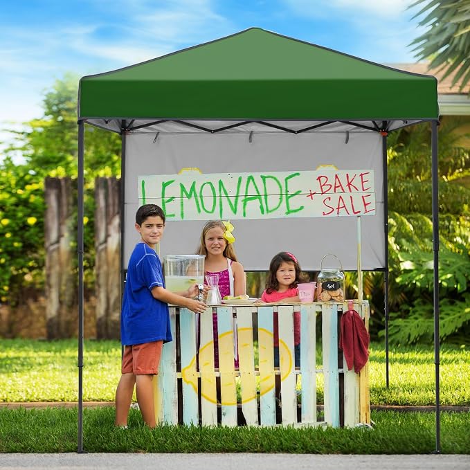 6x4 Pop Up Canopy Tent with Half Wall Panel, Instant Portable Beach Canopy, Outdoor Tent with Carry Bag for Camping, Sports, Tailgating, Events, Green