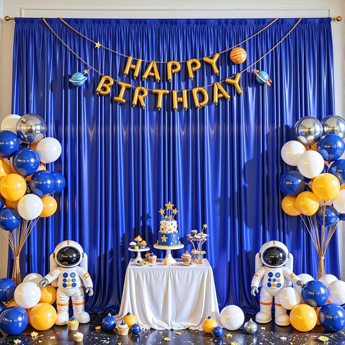 10x10 ft Royal Blue Glitter Backdrop Curtain for Parties, Wrinkle Free Glitter Photo Backdrop Drapes 2 Panels 5x10FT Shimmer Back Drop Cloth for Wedding Birthday Christmas Photography Background Decor