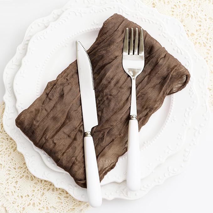 Brown 60 Pack Cheesecloth Napkins Washable 21x21 Inches Brown Cloth Napkins Set of 60 Dinner Table Napkins for Wedding Summer Bridal Baby Shower Rustic Boho Cotton Gauze Party Table Decor