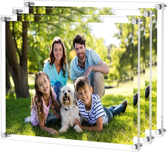 NIUBEE 3 Pack Clear 16x20 Acrylic Wall Mount Floating Frameless Picture Frame for Poster Photography Frames-Double Panel