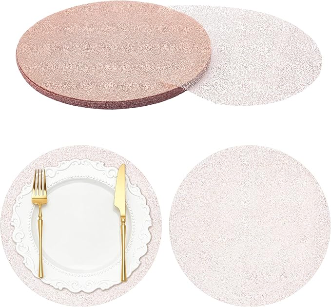 120PCS Disposable Gold Placemats Set, 13 in Rose Gold Foil Table Mat Bulk | Metallic Mesh Pressed Round Charger Doilies for Table, Paper Placemats for Wedding Birthday Dining Party Home Decor