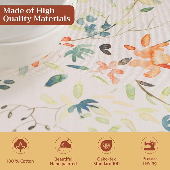 Maison d' Hermine Table Cloth Rectangle Table 100% Cotton 70 x 140 Inches Tablecloth Reusable Decorative for Dining Kitchen Room Farmhouse Party Home Hotel Restaurant Spring Summer - Colmar