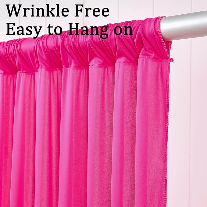 30ftx10ft Wrinkle Free Fuchsia Backdrop Curtains for Parties, Thick Polyester Hot Pink Photo Backdrop Drapes 6 Panels 5x10ft for Weddings Birthday Photography Background Curtains