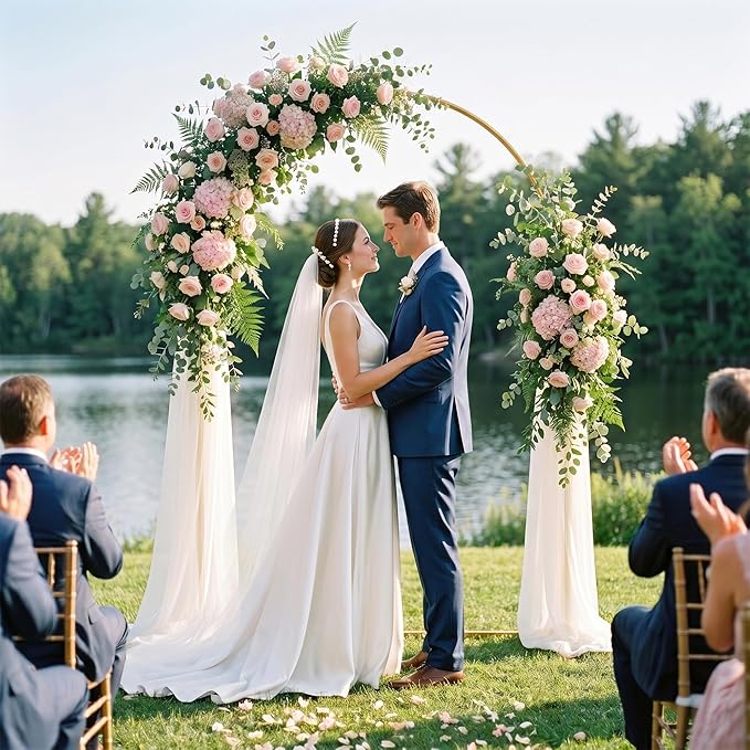 7.2FT Arch Backdrop Stand, Metal Gold Wedding Arch Frame, Balloon Arch Stand for Wedding, Birthday, Ceremony, Baby Shower, Party Decor