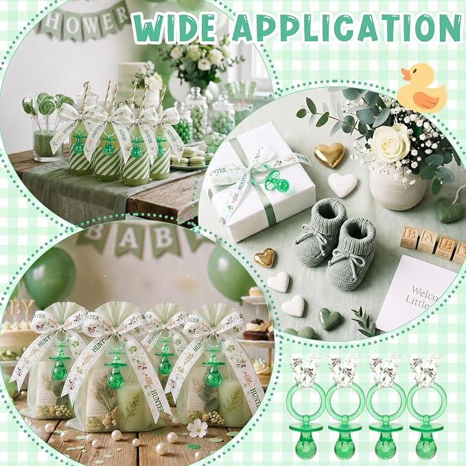 Coume 60 Pieces Baby Shower Pacifiers Necklace Acrylic Pacifiers Necklace Charm Party Favors for Girls Boys Baby Shower Party Decorations Table Scatter (Neutral Style,Green)