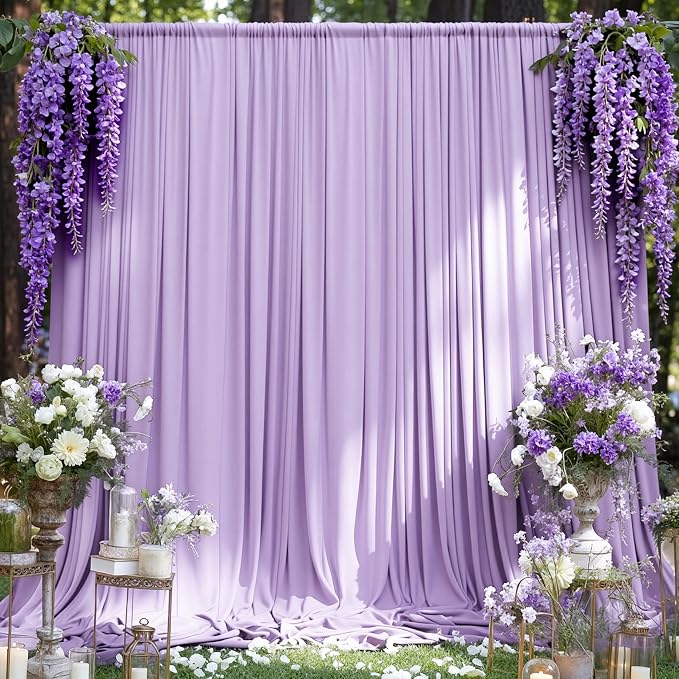 MEETSKY 10ft x 8ft Purple Backdrop Valentine's Day Birthday Backdrop Curtains Wedding Photo Background Rod Pocket Backdrops Drapes Party Decoration Girls Baby Shower Photoshoot,5ft x 8ft,2 Panels
