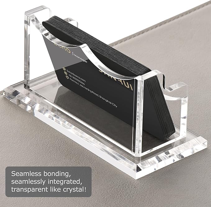 SANRUI Acrylic Business Card Holder for Desk,Clear Horizontal Name Card Stand for Women and Men, Desktop Organizer Display for Office Home Exhibition - 2 Pack 120 Card Capacity